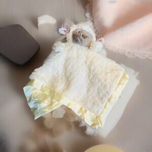 Mary Meyer Plush Lamb Sheep Lovey Cream Gray Satin Security Blanket Baby Infant